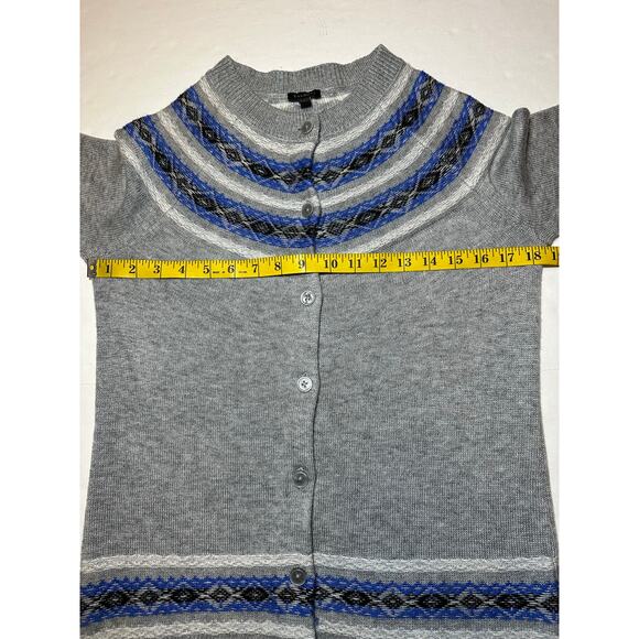 Talbots Size Small Cardigan Button Up Sweater Knit Nylon Lambswool Gray Blue - Picture 5 of 7